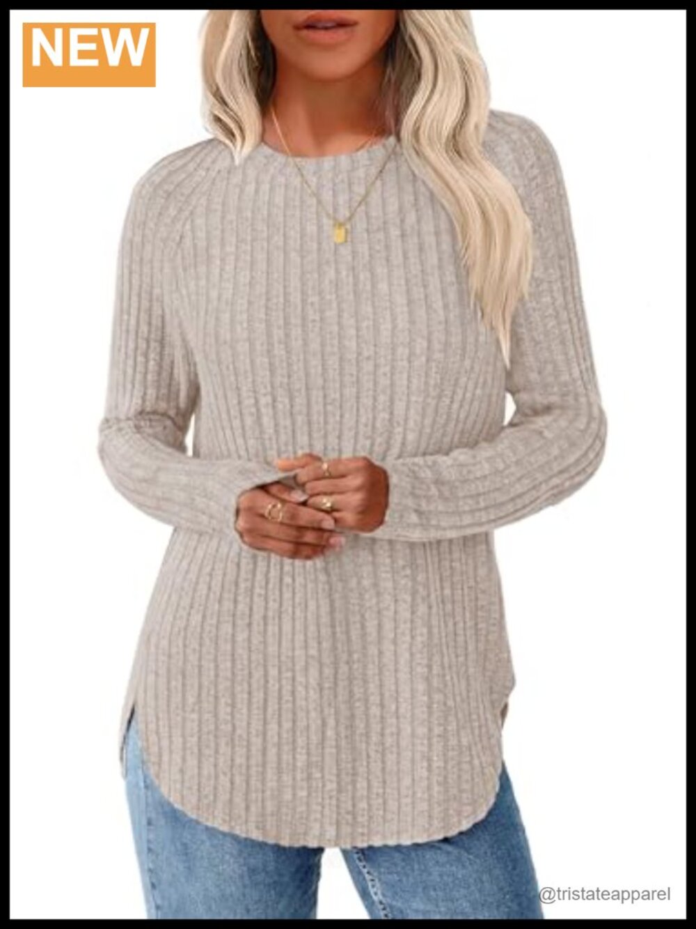 Long Sleeve Crew Neck Tunic Top Loose Fit Lightweight Pullover